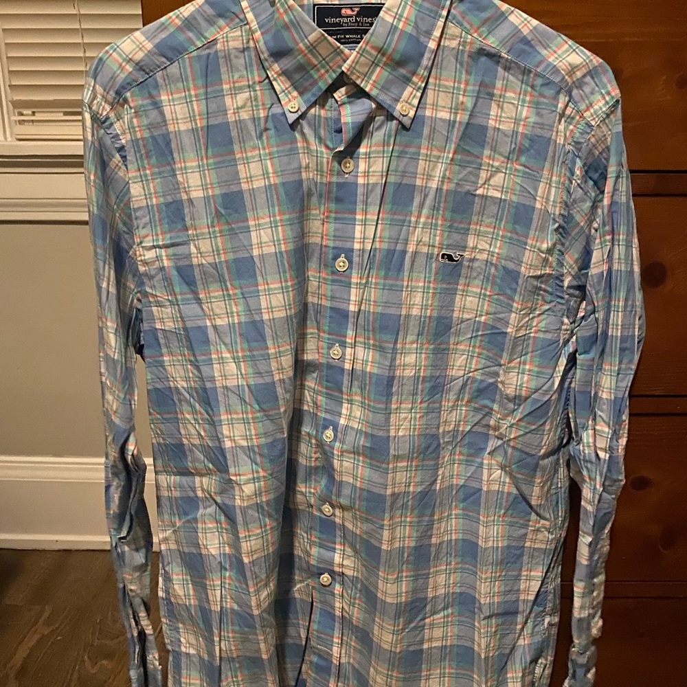Large Vineyard Vines slim fit whale shirt plaid